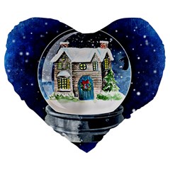 Winter Snow Ball Snow Cold Fun Large 19  Premium Flano Heart Shape Cushions by Nexatart