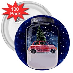 Winter Snow Ball Snow Cold Fun 3  Buttons (100 Pack) 