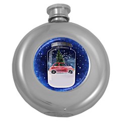 Winter Snow Ball Snow Cold Fun Round Hip Flask (5 Oz) by Nexatart