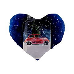 Winter Snow Ball Snow Cold Fun Standard 16  Premium Flano Heart Shape Cushions by Nexatart