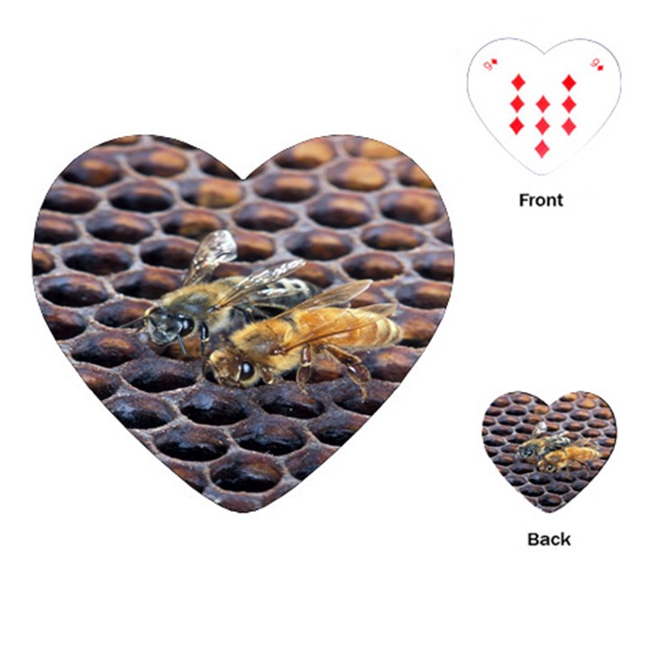 Worker Bees On Honeycomb Playing Cards (Heart) 