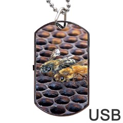 Worker Bees On Honeycomb Dog Tag USB Flash (One Side)