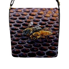 Worker Bees On Honeycomb Flap Messenger Bag (L) 