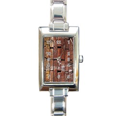 Wood Logs Wooden Background Rectangle Italian Charm Watch