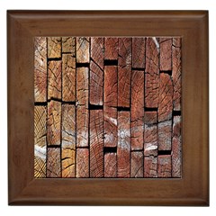 Wood Logs Wooden Background Framed Tiles by Nexatart