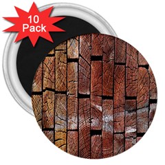 Wood Logs Wooden Background 3  Magnets (10 Pack)  by Nexatart