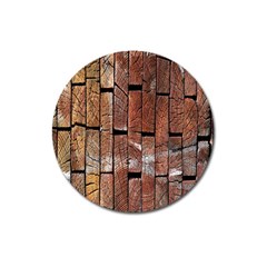 Wood Logs Wooden Background Magnet 3  (round) by Nexatart