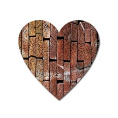 Wood Logs Wooden Background Heart Magnet by Nexatart