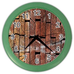 Wood Logs Wooden Background Color Wall Clocks