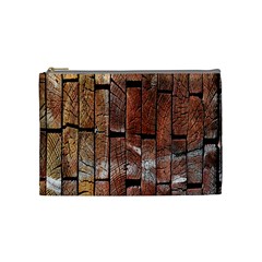 Wood Logs Wooden Background Cosmetic Bag (medium)  by Nexatart