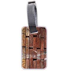 Wood Logs Wooden Background Luggage Tags (two Sides) by Nexatart