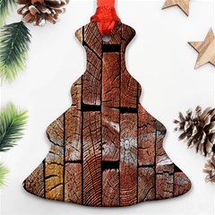 Wood Logs Wooden Background Christmas Tree Ornament (two Sides) by Nexatart