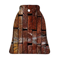 Wood Logs Wooden Background Bell Ornament (two Sides) by Nexatart