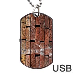 Wood Logs Wooden Background Dog Tag Usb Flash (one Side) by Nexatart