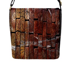 Wood Logs Wooden Background Flap Messenger Bag (l)  by Nexatart