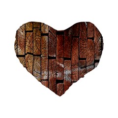 Wood Logs Wooden Background Standard 16  Premium Flano Heart Shape Cushions