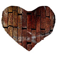 Wood Logs Wooden Background Large 19  Premium Flano Heart Shape Cushions