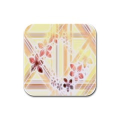 Swirl Flower Curlicue Greeting Card Rubber Square Coaster (4 Pack) 