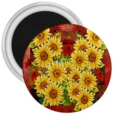 Sunflowers Flowers Abstract 3  Magnets by Nexatart