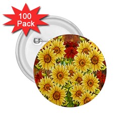 Sunflowers Flowers Abstract 2 25  Buttons (100 Pack)  by Nexatart