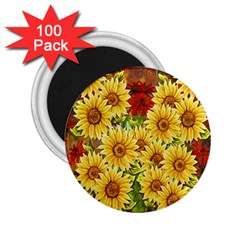 Sunflowers Flowers Abstract 2 25  Magnets (100 Pack)  by Nexatart