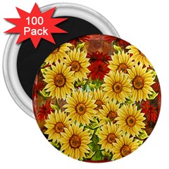 Sunflowers Flowers Abstract 3  Magnets (100 Pack) by Nexatart