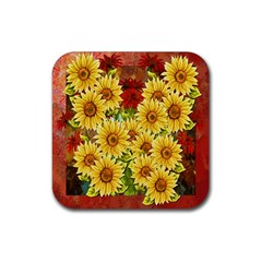 Sunflowers Flowers Abstract Rubber Coaster (square) 