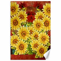 Sunflowers Flowers Abstract Canvas 12  X 18  