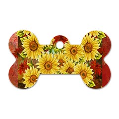 Sunflowers Flowers Abstract Dog Tag Bone (one Side)