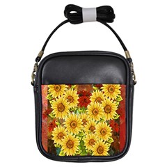 Sunflowers Flowers Abstract Girls Sling Bags by Nexatart