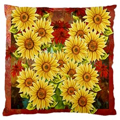 Sunflowers Flowers Abstract Large Cushion Case (one Side)