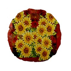 Sunflowers Flowers Abstract Standard 15  Premium Flano Round Cushions