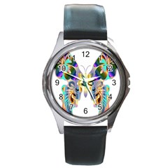 Abstract Animal Art Butterfly Round Metal Watch by Amaryn4rt