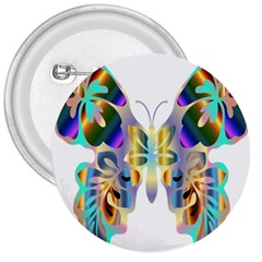 Abstract Animal Art Butterfly 3  Buttons by Amaryn4rt