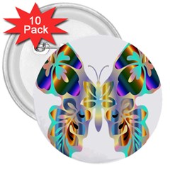 Abstract Animal Art Butterfly 3  Buttons (10 Pack)  by Amaryn4rt