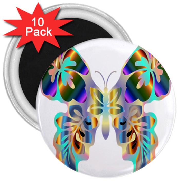 Abstract Animal Art Butterfly 3  Magnets (10 pack) 