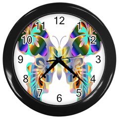 Abstract Animal Art Butterfly Wall Clocks (black) by Amaryn4rt