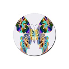 Abstract Animal Art Butterfly Rubber Round Coaster (4 Pack)  by Amaryn4rt