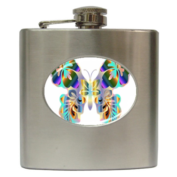 Abstract Animal Art Butterfly Hip Flask (6 oz)