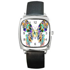 Abstract Animal Art Butterfly Square Metal Watch by Amaryn4rt