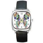 Abstract Animal Art Butterfly Square Metal Watch Front