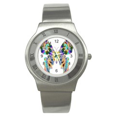 Abstract Animal Art Butterfly Stainless Steel Watch by Amaryn4rt