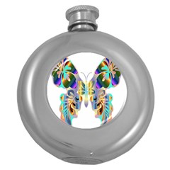 Abstract Animal Art Butterfly Round Hip Flask (5 Oz) by Amaryn4rt