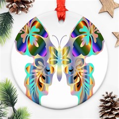 Abstract Animal Art Butterfly Round Ornament (two Sides) by Amaryn4rt