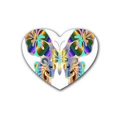 Abstract Animal Art Butterfly Rubber Coaster (heart)  by Amaryn4rt