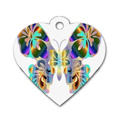 Abstract Animal Art Butterfly Dog Tag Heart (two Sides) by Amaryn4rt