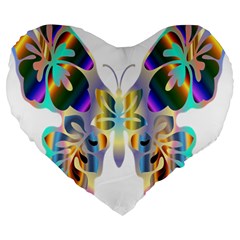 Abstract Animal Art Butterfly Large 19  Premium Heart Shape Cushions by Amaryn4rt