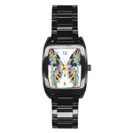 Abstract Animal Art Butterfly Stainless Steel Barrel Watch Front