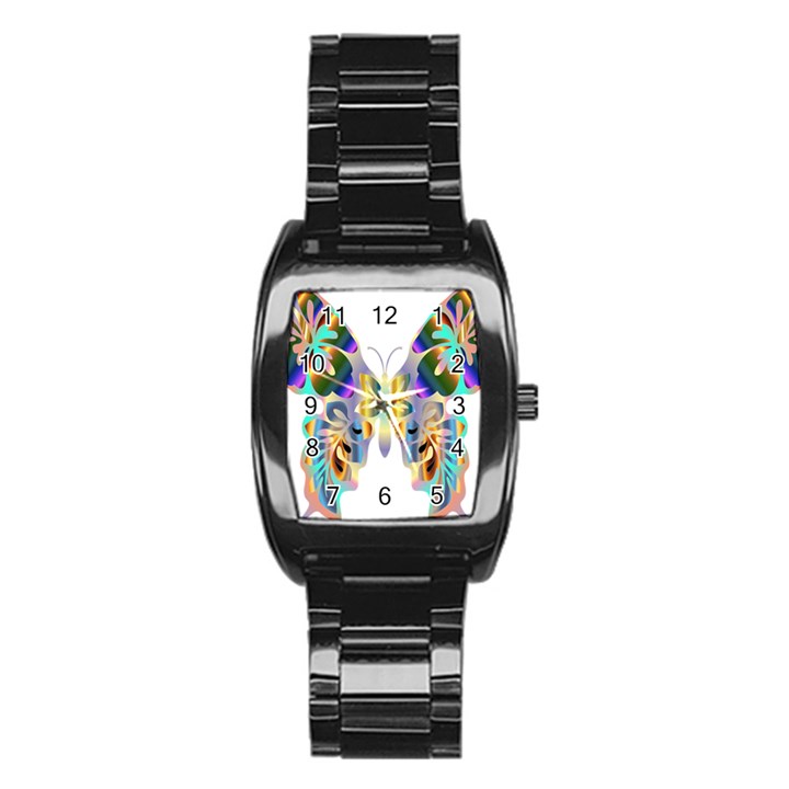 Abstract Animal Art Butterfly Stainless Steel Barrel Watch