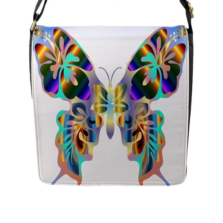 Abstract Animal Art Butterfly Flap Messenger Bag (L) 